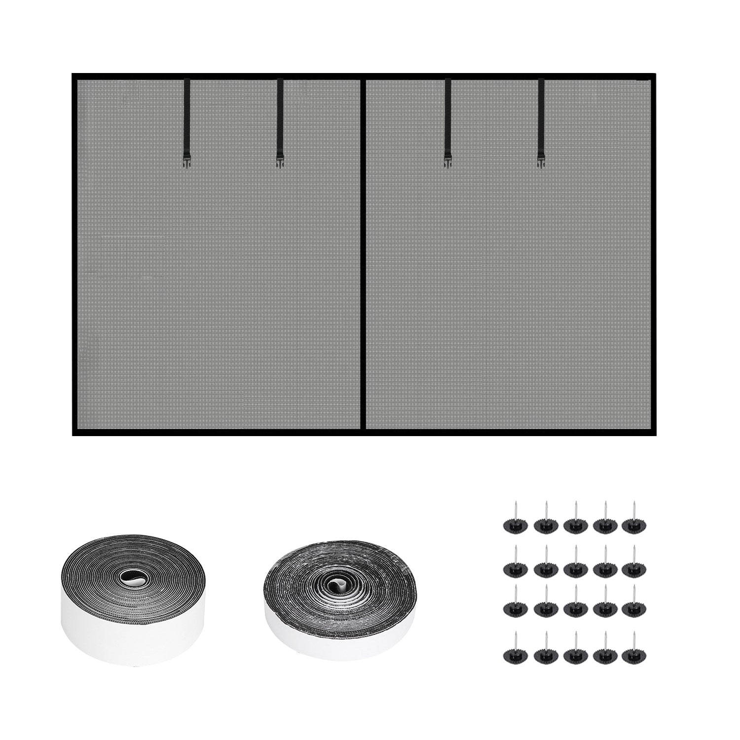16x7FT Magnetic Garage Door Screen Two Car Garage Screen Mesh Fiberglass Garage Net With Magnetic Closure 6 Buckle Straps For Two Cars