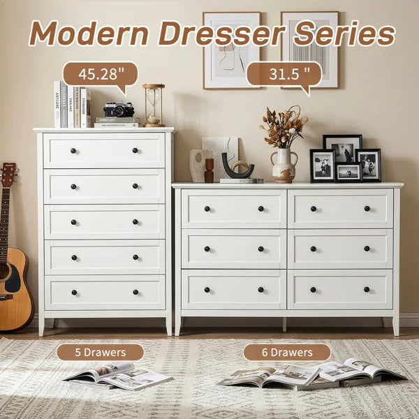 White Embossed (SG014FD) P2 Particleboard + MDF Melamine 80*40*115cm Framed, Double Handles, Five Drawers Cabinet