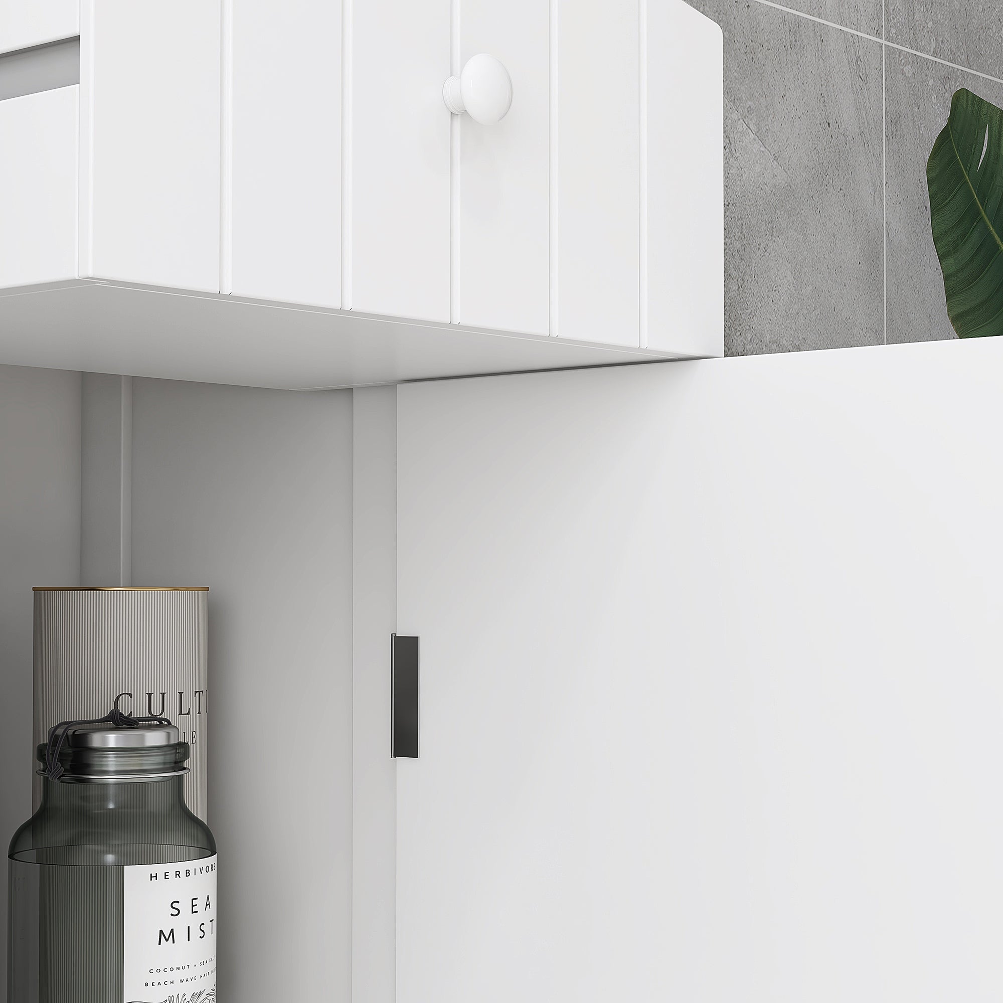 Bathroom Storage Cabinet, Free Standing Bathroom Storage Unit, Tall Linen Tower with 3-Tier Shelves and Drawer, White