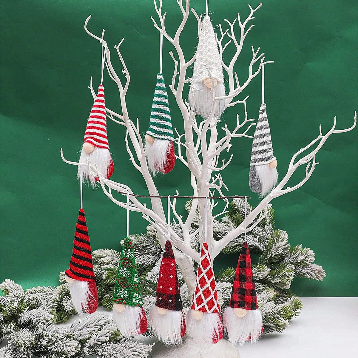 12 Pcs Christmas Gnome Ornaments Christmas Tree Decorations Pendant Ornaments Xmas Tree Hanging Small Swedish Tomte Santa Gnomes Doll Christmas Ornaments Set Holiday Party Decor