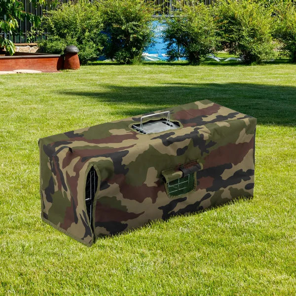 32in Live Animal Trap Cage With Cover, Humane Animal Rescue Outdoor Cage For Armadillos Cats Groundhogs Muskrats, Opossums Raccoons Skunks, Silver