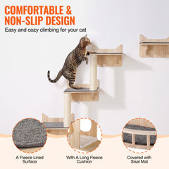 Wall Mounted Cat Shelves Tree With Jumping Boards Nest Furniture Set Of 5