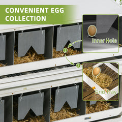 Chicken Nesting Box, 8 Compartment Wood Laying Boxes for Chicken Coop with Egg Collection Trays Perches for 16-32 Hens