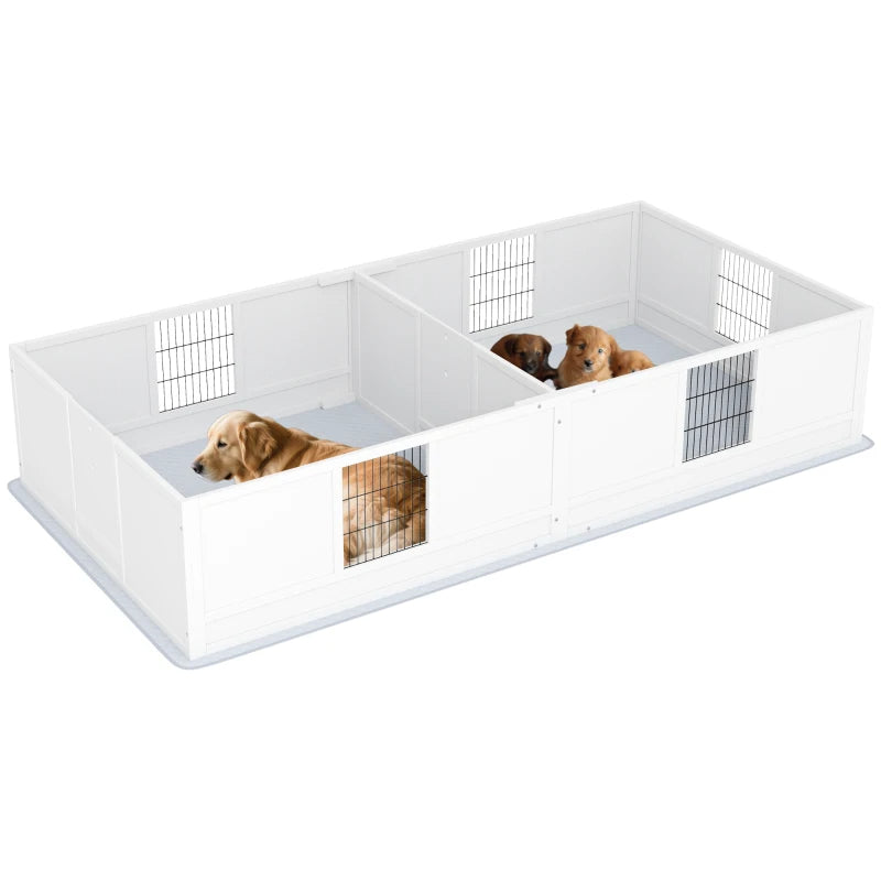 PawHut Two Rooms Design Dog Whelping Box With Washable Pee Pad, Adjustable Door, For Large Breed Dogs