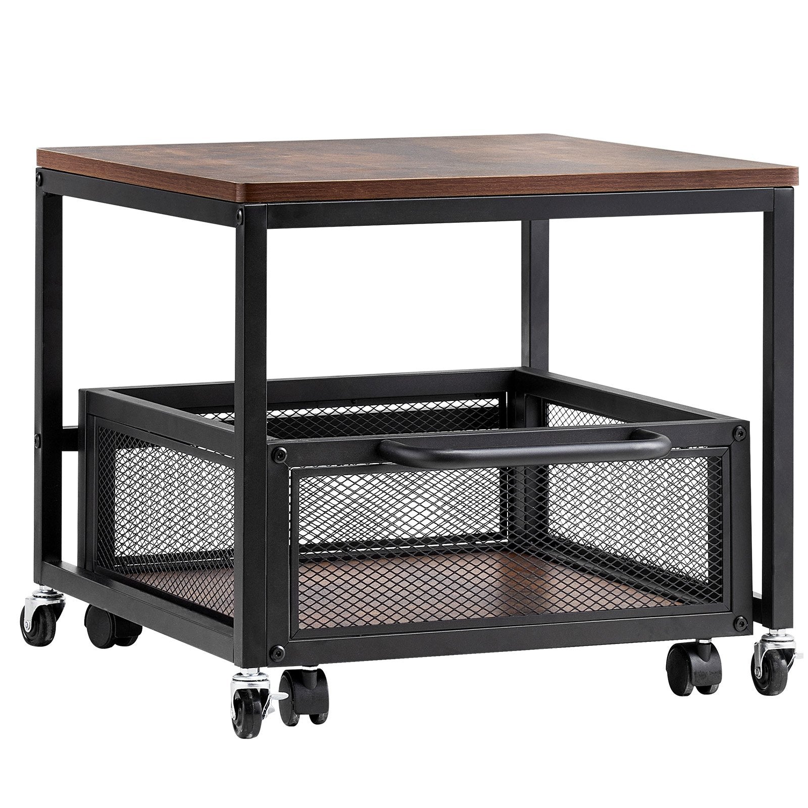 Mini Fridge Stand 198lbs With Storage Cart & Swivel Wheels Dark Brown