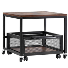 Mini Fridge Stand 198lbs With Storage Cart & Swivel Wheels Dark Brown