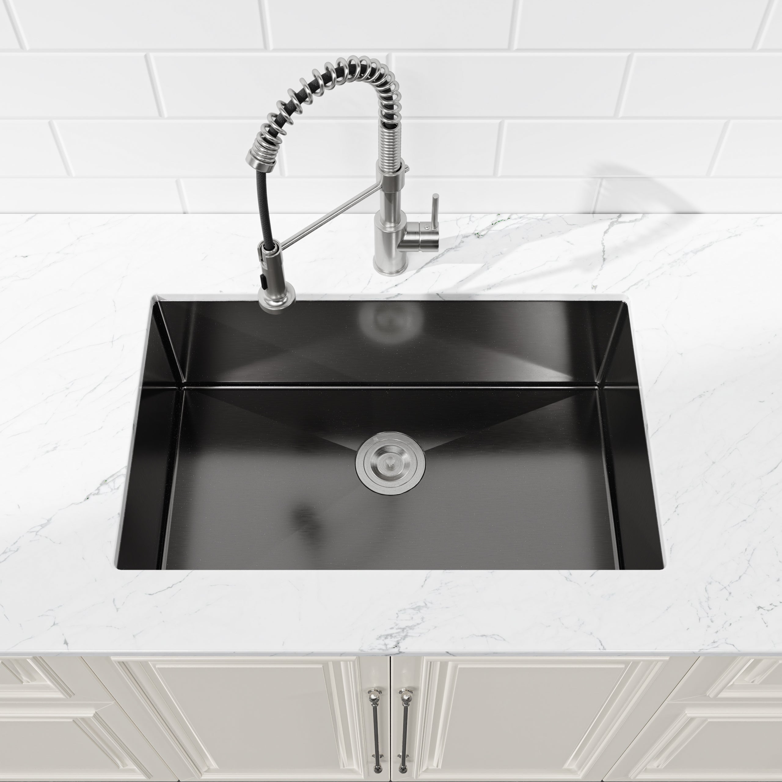 Stainless Steel Kitchen Sink, 27 X 19 Inch Single Bowl Undermount Sink, Handmade Black Kitchen Sink With US Standard Drain And Accessories