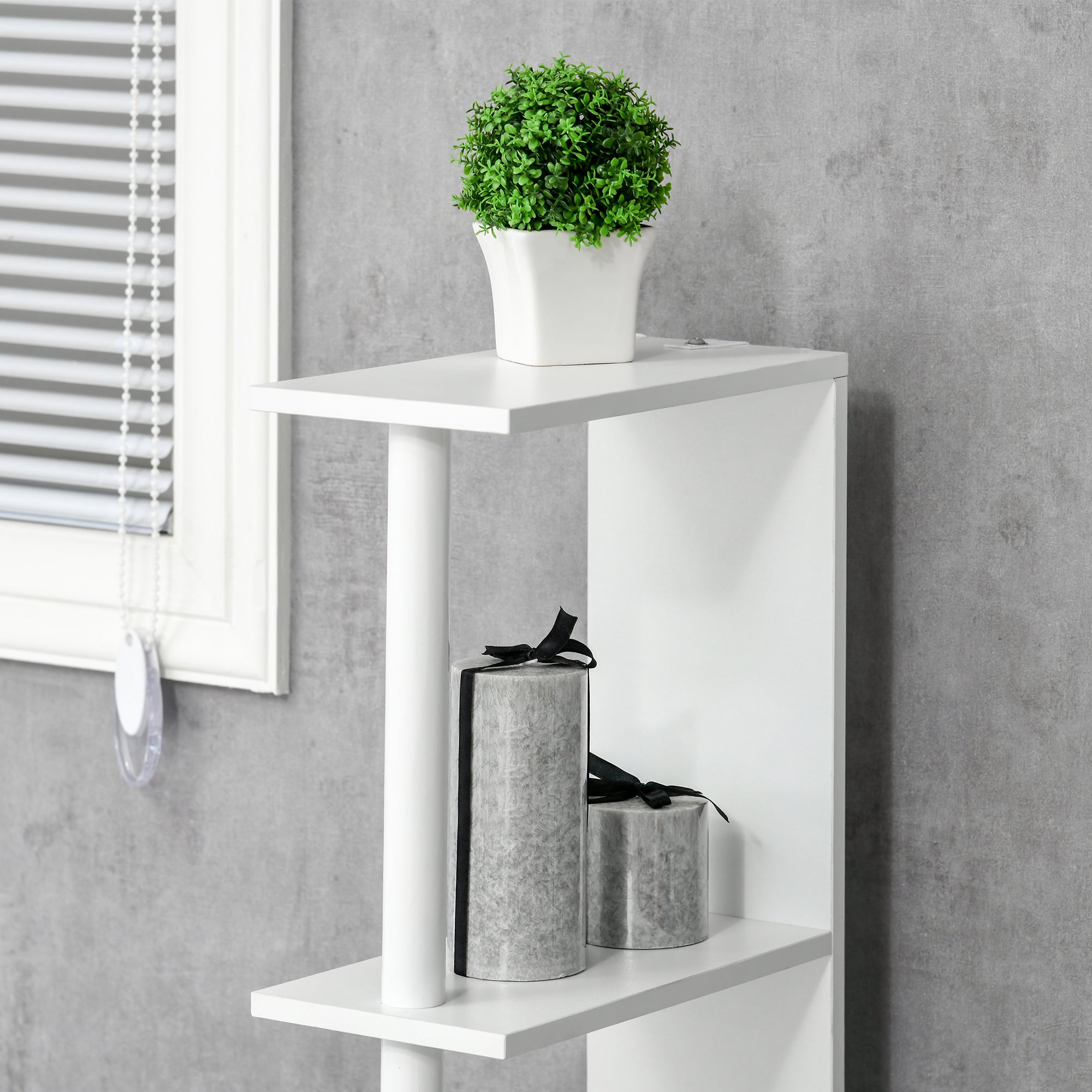 Bathroom Storage Cabinet with Open Shelves, White