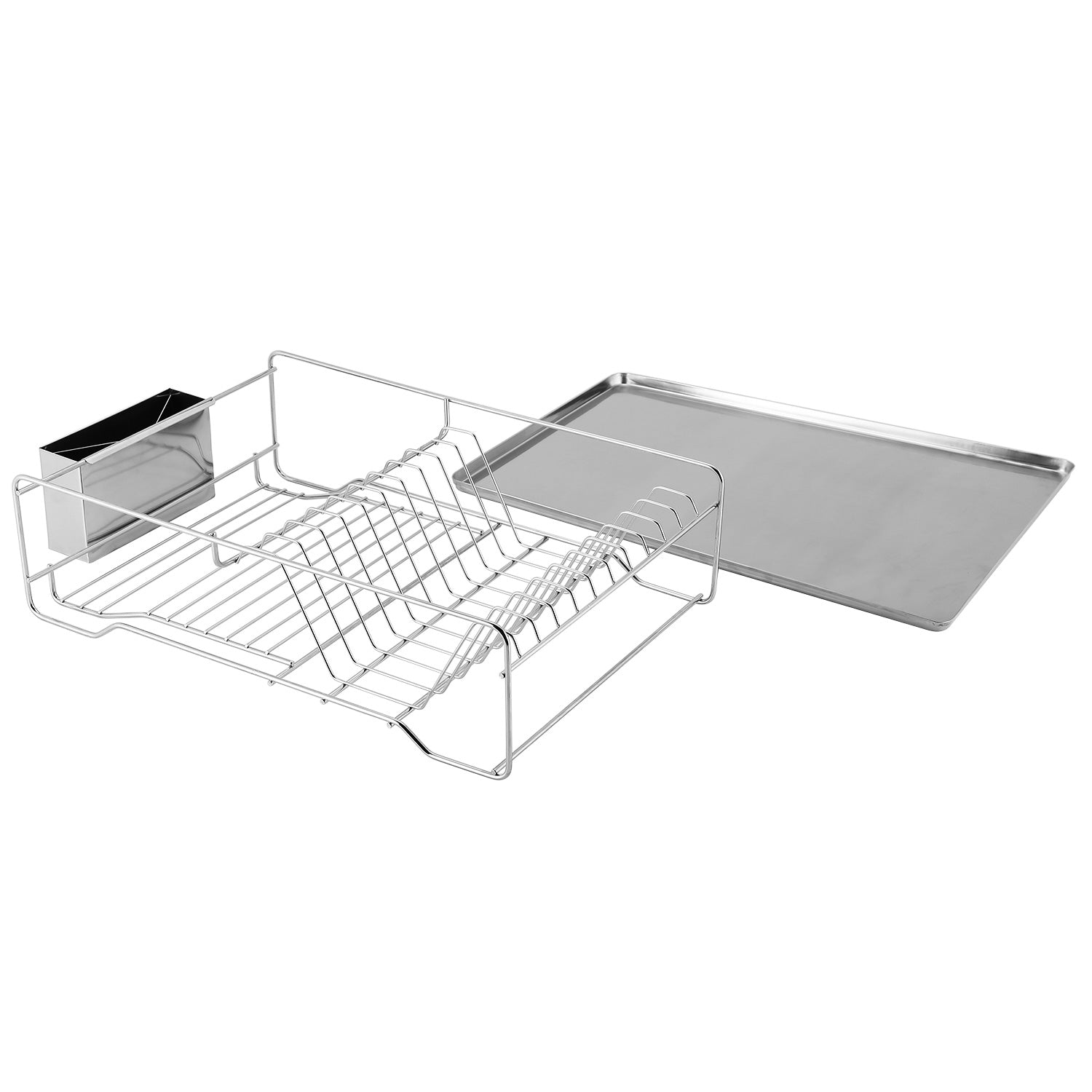 2 Size Optional Dish Drying Rack Stainless Steel Dish Rack With Drainboard Cutlery Holder Kitchen Dish Organizer