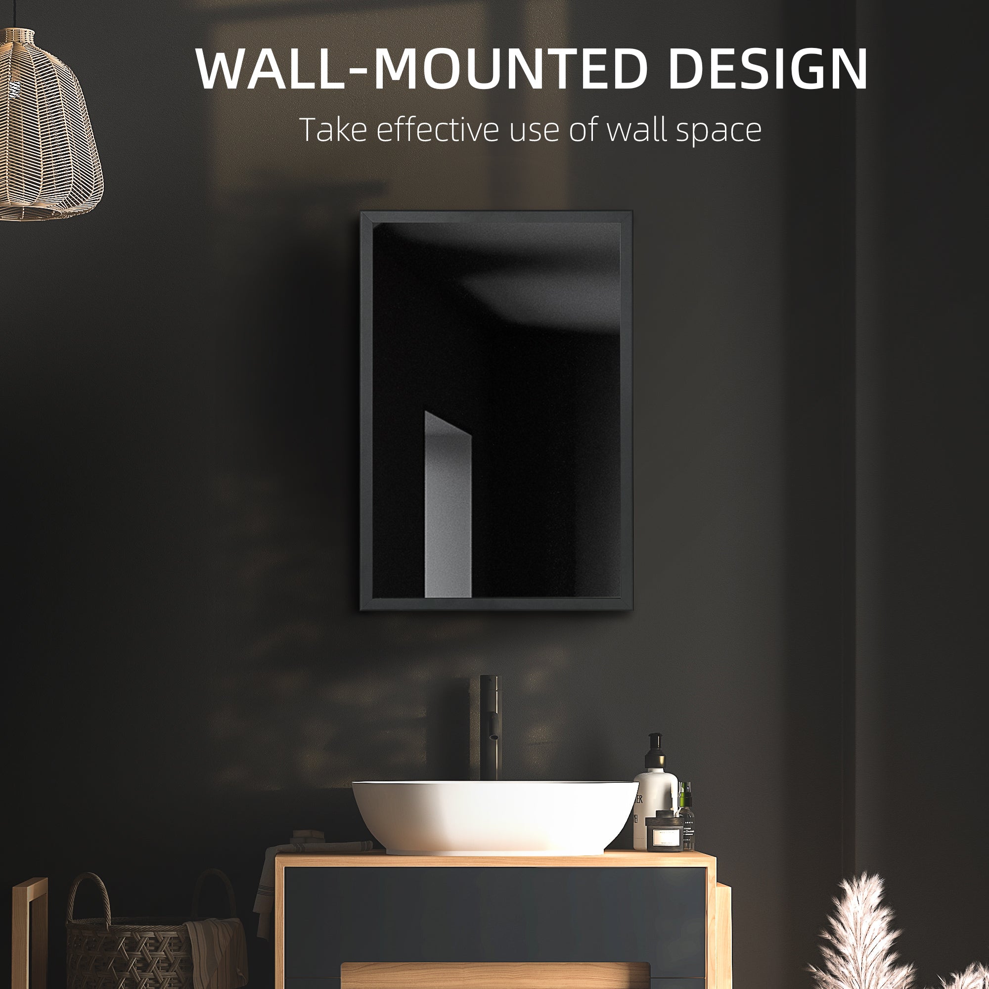 Wall-Mounted Medicine Cabinet with Mirror, Stainless Steel Bathroom Mirror Cabinet Wall Mounted with Storage Shelves for Living Room and Laundry Room, Black
