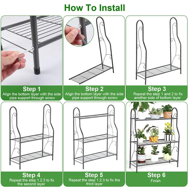 3 Tier Plant Stand Shelf Flower Pot Holder Display Rack 88LBS Utility Storage Organizer