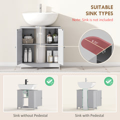 Bathroom Vanity Cabinet, Under Sink Bathroom Cabinet with 2 Doors and Adjustable Shelf, Light Gray