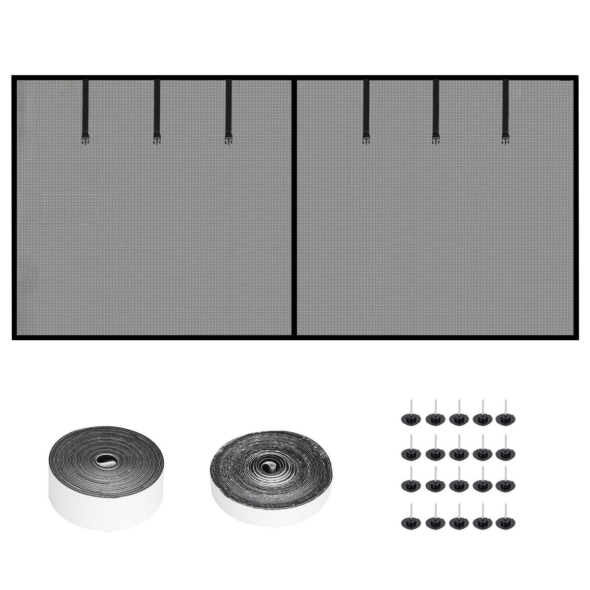 16x7FT Magnetic Garage Door Screen Two Car Garage Screen Mesh Fiberglass Garage Net With Magnetic Closure 6 Buckle Straps For Two Cars