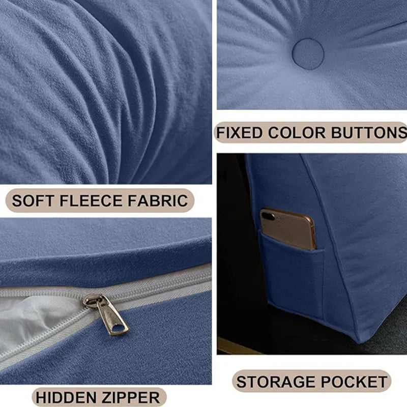 Triangle Reading Cushion With A Button-blue