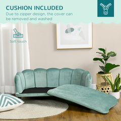 Pearl Design Pet Sofa for Medium and Large Sized Dogs, Pet Bed with Cushion and Solid Wood Legs, Green