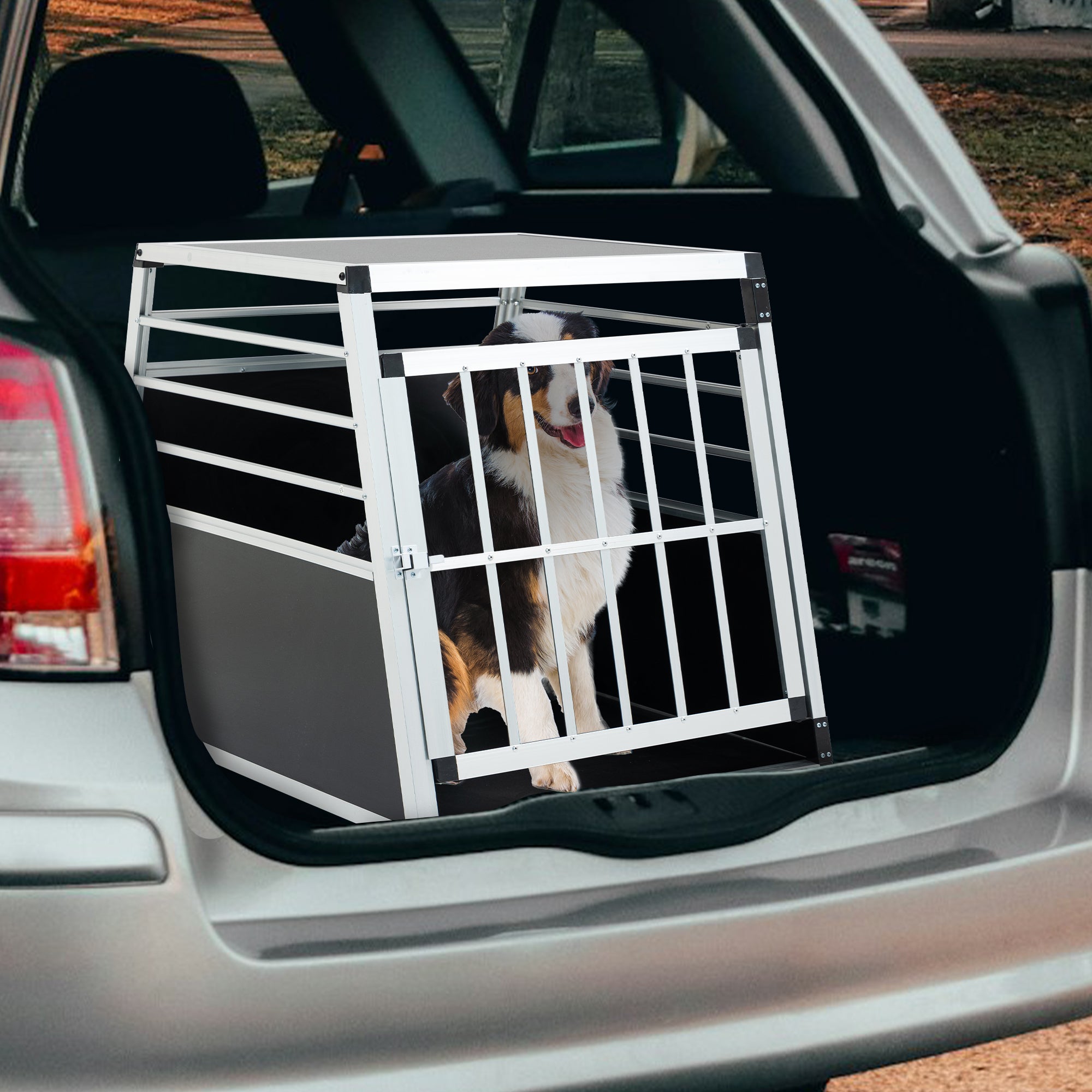 Aluminum Transport Case,  Aluminum Car Carrier, Travel Carrier, Suitable For Cats And Dogs, Black And Silver.