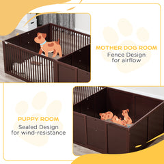 Whelping Box for Dogs Built for Mother’s Comfort, Dog Whelping Pen with Removable Doors, Puppy Playpen for Indoors, Newborn Puppy Supplies & Essentials, 81" x 39" x 20", Coffee