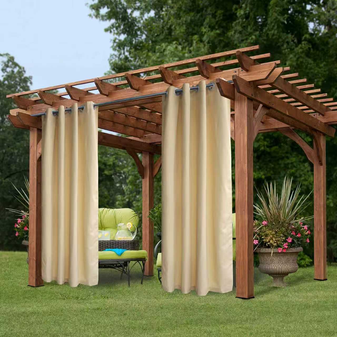 50 In. X 84 In. Indoor Outdoor Grommet Curtain 1 Panel - 3 Color Options Available