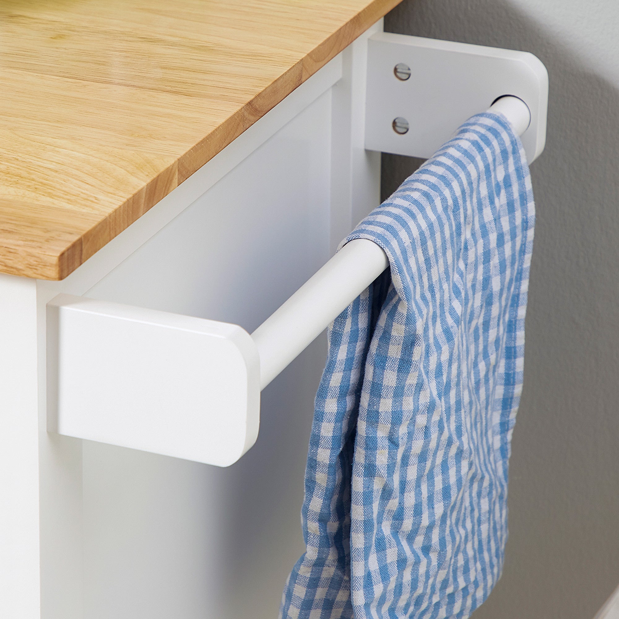 27" Rolling Kitchen Island Cart with Drawer and Glass Door Cabinet, Kitchen Trolley with Adjustable Shelf and Towel Rack, White