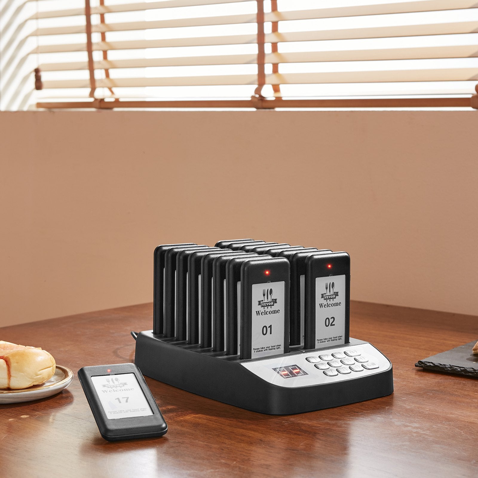Restaurant Pager System, Wireless 500m Long Range Lineup Waiting Queue Signal, Guest Customer Calling Beepers With Vibration & Flashing, 16 Buzzers For Food Truck, Church, Nursery, Hospital