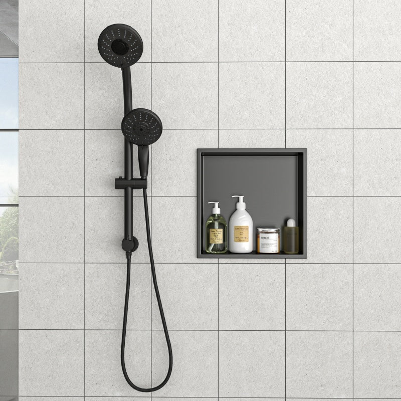 12 X 12 In  Stainless Steel Shower Niche - Gunmetal Black, Waterproof, Easy Installation, Corrosion-Resistant