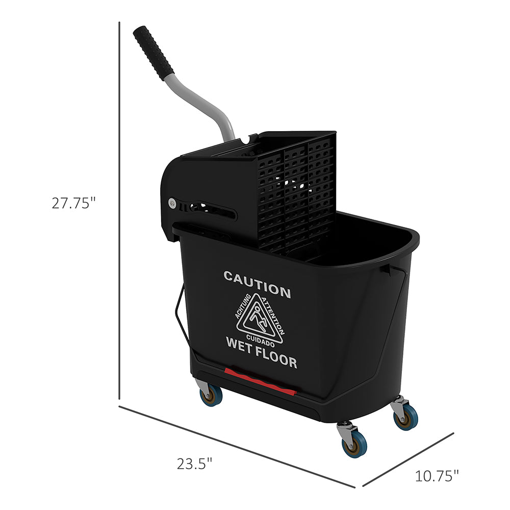 Compact Mop Bucket With Wringer, Mop Bucket On Wheels, 21 Quart, Separate Dirty And Clean Water, Black,TikTok Prohibits Sales