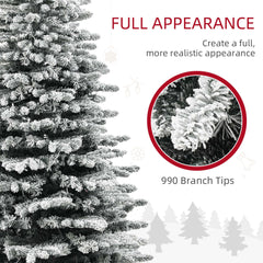 6.5ft Snow Flocked Artificial Christmas Tree, Pre-Lit Christmas Tree with 400 LED Lights and 990 Branch Tips, Green