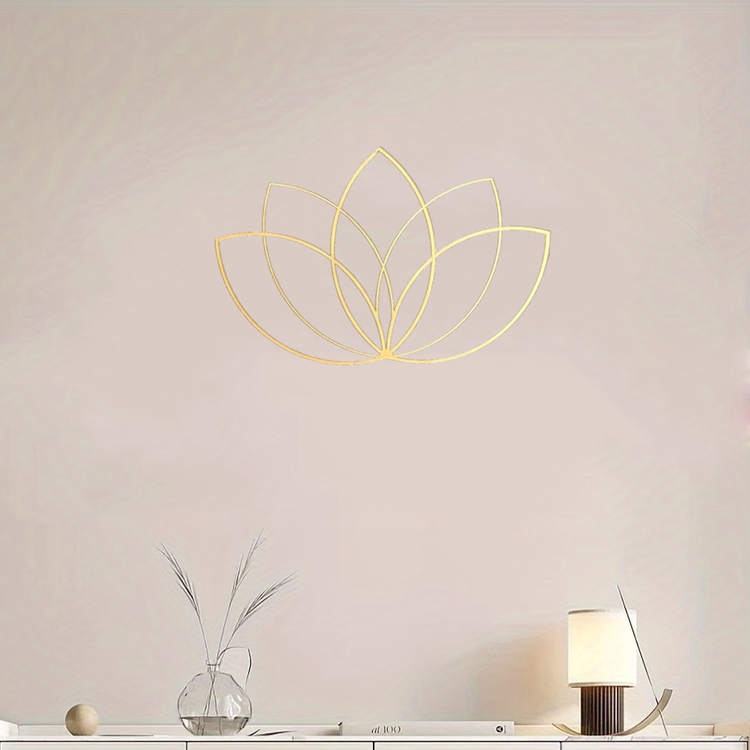 Gold Lotus Flower Metal Wall Art - Modern Zen Decor For Living Room
