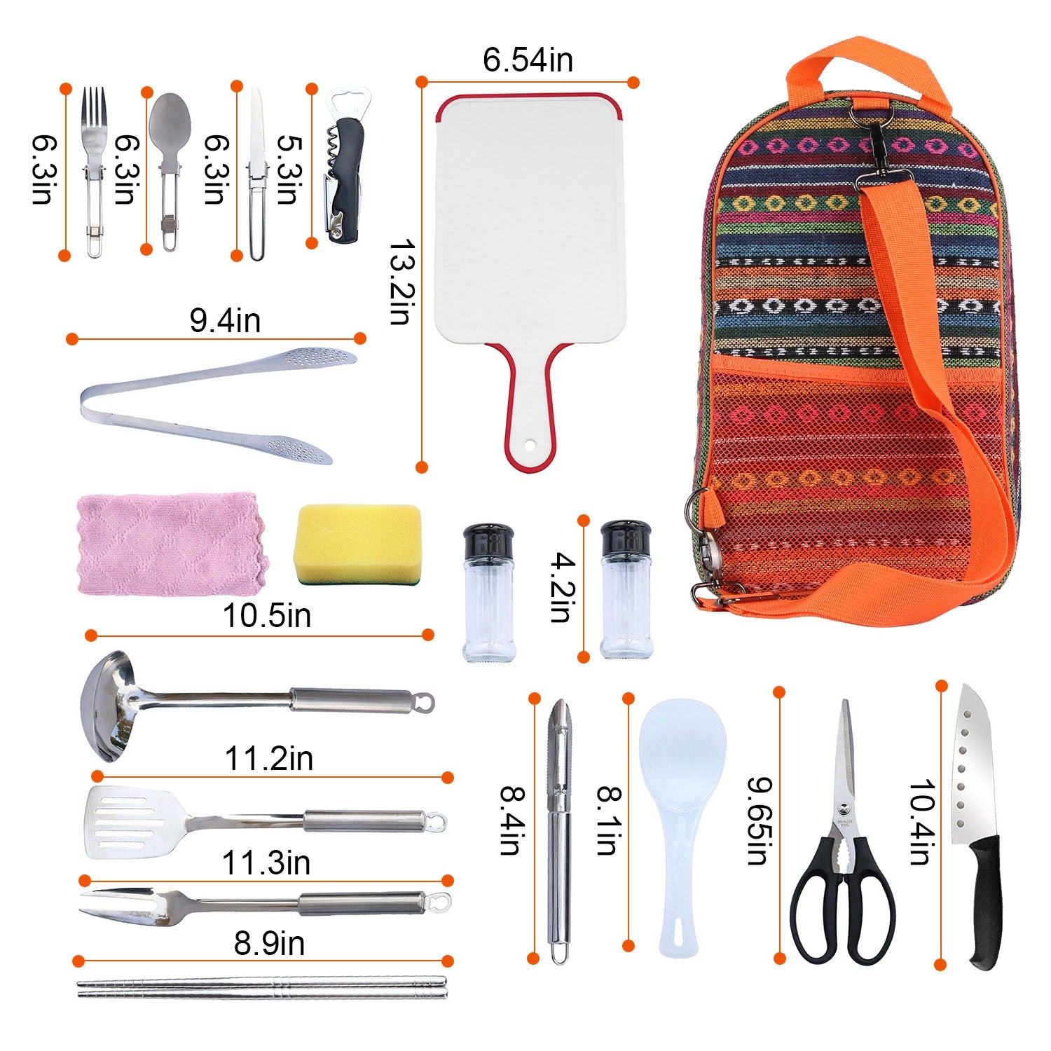 19Pcs Camping Cooking Utensil Kit Portable Picnic Cookware Outdoor Kitchen Equipment Gear Campfire Barbecue Appliances With Storage Bag