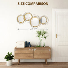 Ircle Mirror For Wall, Modern Metal Wall Art For Living Room, Bedroom And Dining Room, Gold