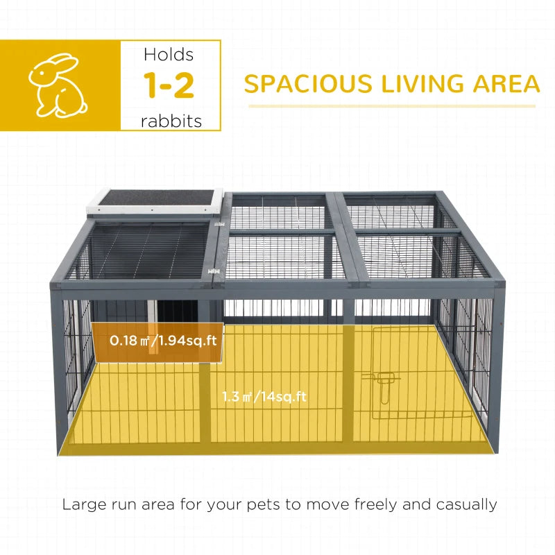 Rabbit Hutch, Waterproof Rabbit House For Small Animals, Gray
