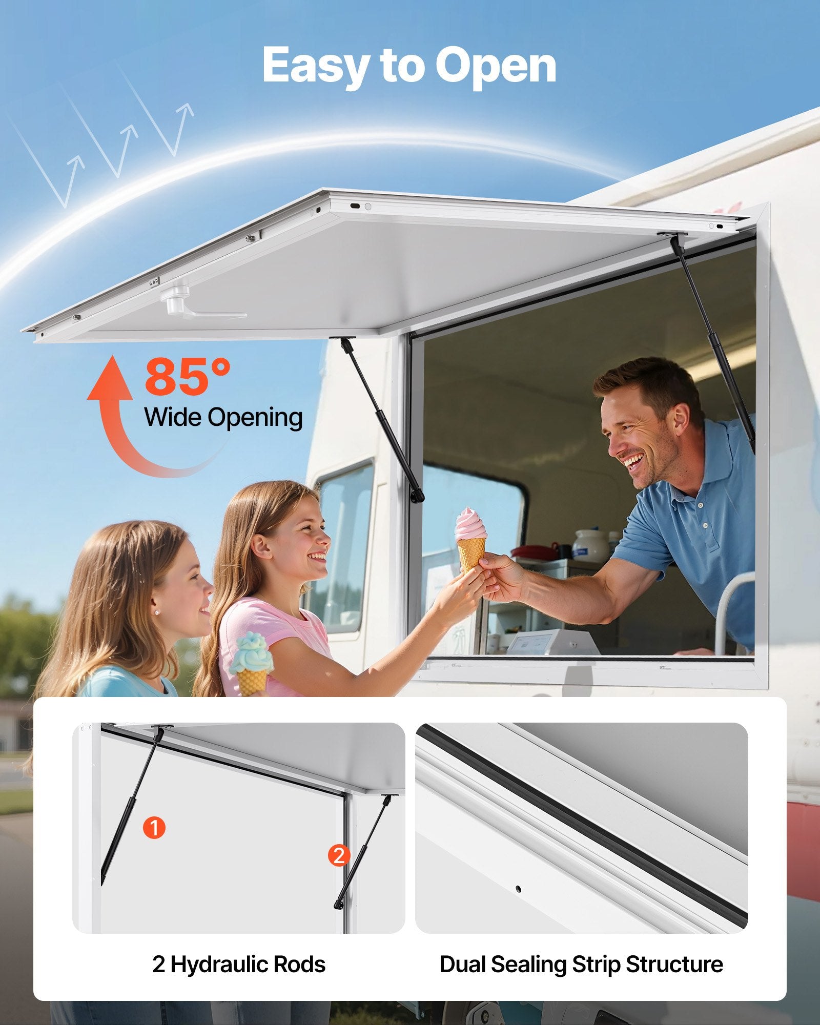 60x36in Concession Stand Serving Window Food Truck Service Awning Aluminum Alloy