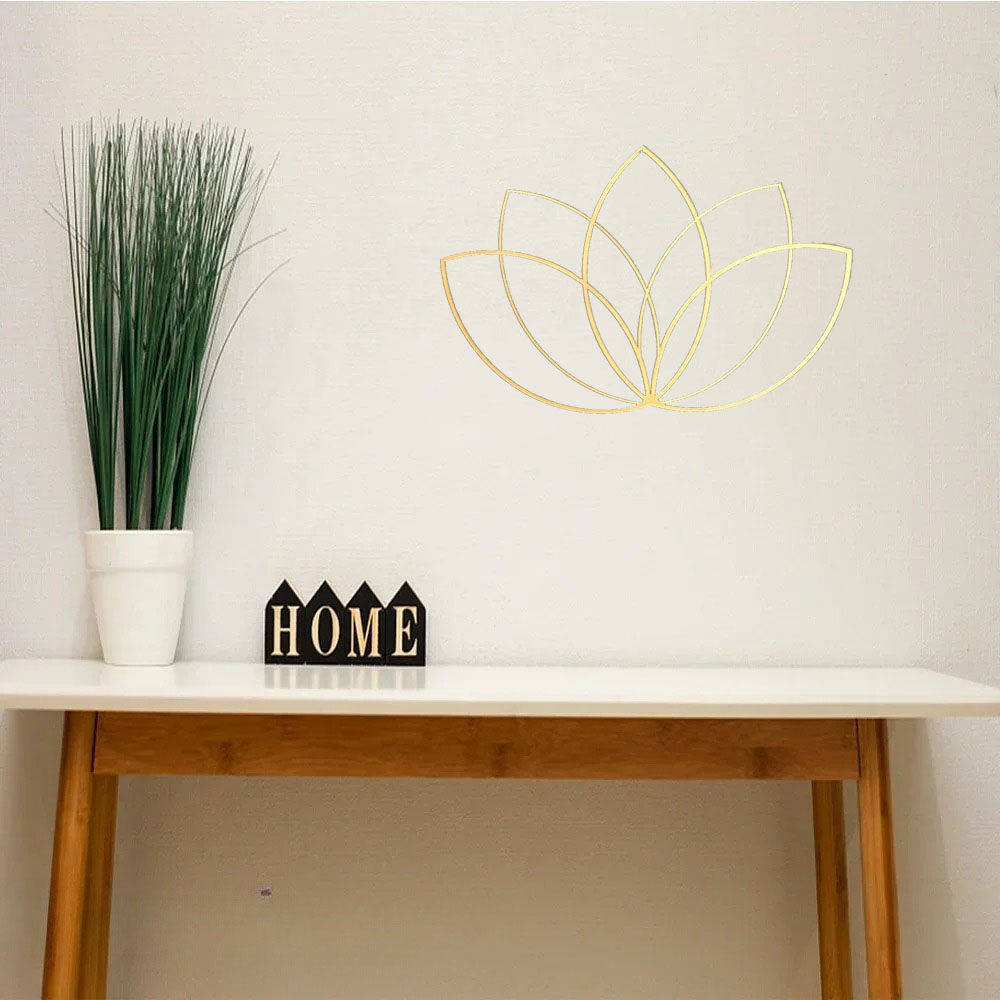 Gold Lotus Flower Metal Wall Art - Modern Zen Decor For Living Room