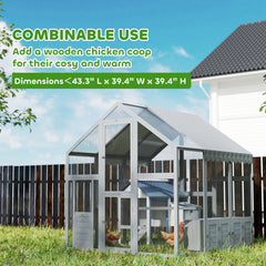 Large Wooden Chicken Run with Waterproof & Anti-UV Cover, for 6-8 Chickens, for Backyard, Farm, 5.5' x 6' x 6'
