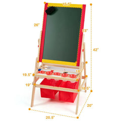 3-in-1 Kids Art Easel - Double-Sided Magnetic Board+Paper Roll, 26 Letter Magnets, Multicolor