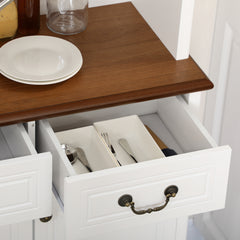 Kitchen Buffet with Hutch, Freestanding Pantry Cabinet with 6 Doors, 2 Drawers and 3-Level Adjustable Shelves, White