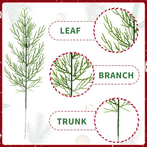 NOVWANG 60 Pieces Artificial Pine Branches, Artificial Cedar Stems And Artificial Snow Pine Branches For Christmas Decoration Christmas Picks For DIY Garland Craft Family Kitchen Holiday Decoration