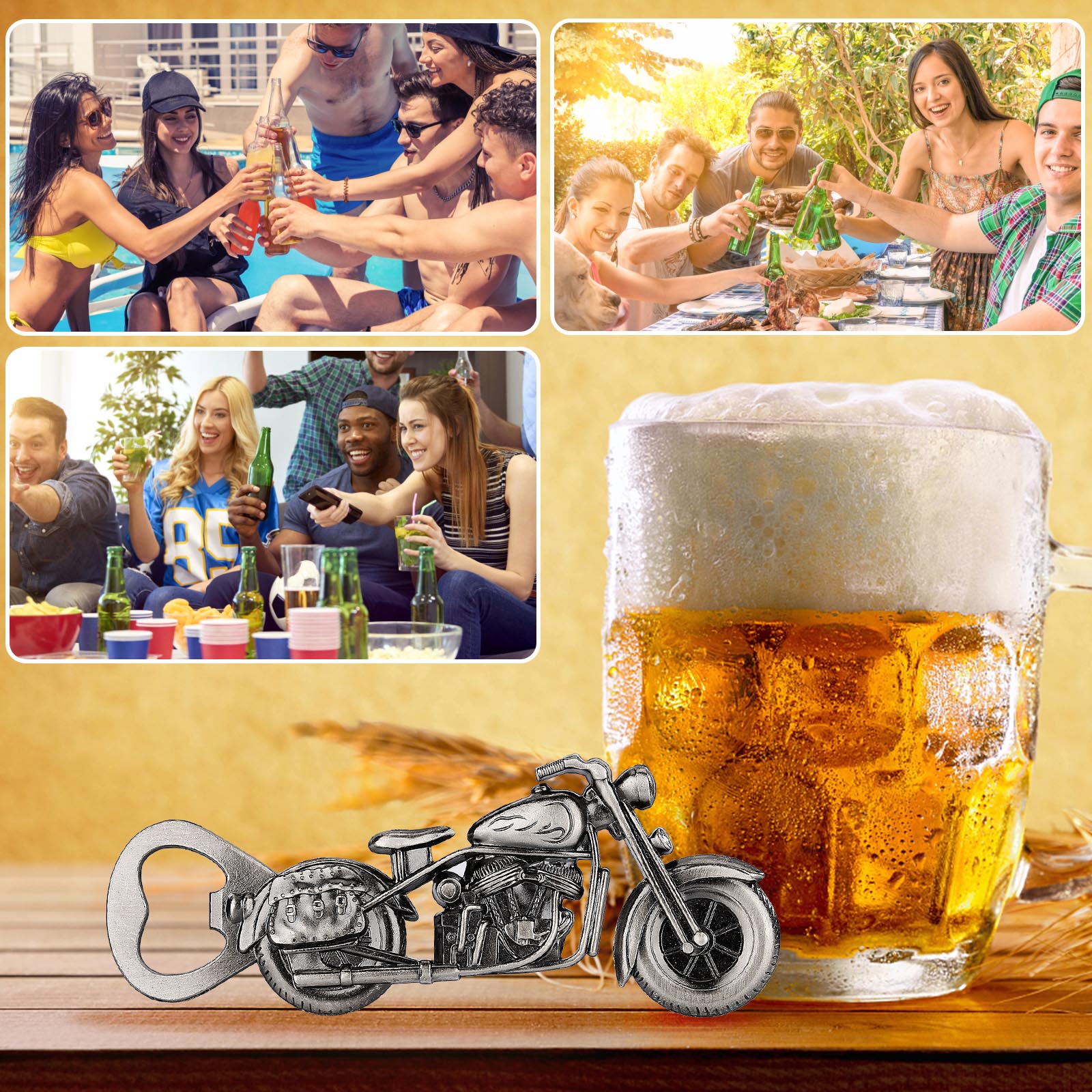 Old Style Motorcycle Beer Bottle Opener Black Gift Box With Greeting Card, Exclusive Gift For Motorcycle Enthusiasts, Bar Tool For Beer Enthusiasts, Ideal Choice For Home And Bar Use