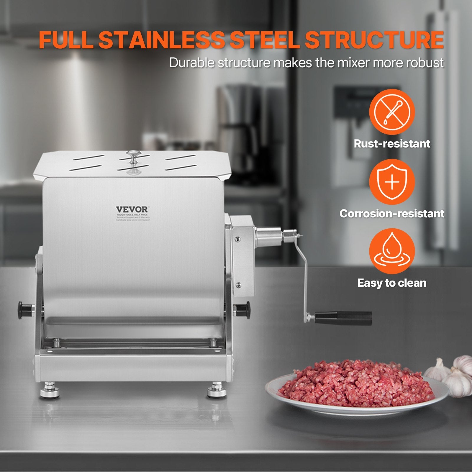 Manual Meat Mixer 15L Tilt Tank Mixing Max 15LB For Meat Sausage Mixer Machine