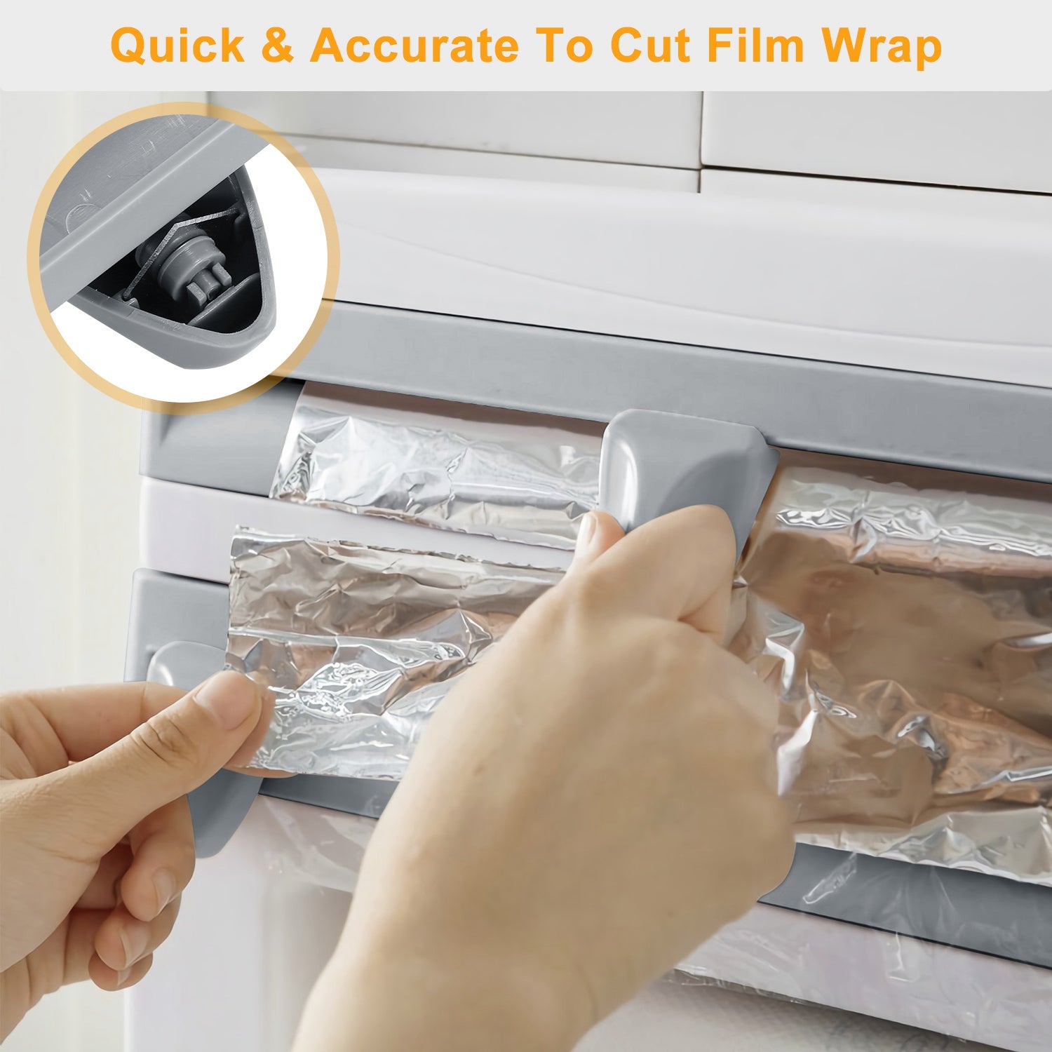 1Pc Kitchen Roll Dispenser Paper Roll Holder Plastic Wrap Film Foil Paper Organizer With Cutter Wall Mounted For Kitchen Bathroom