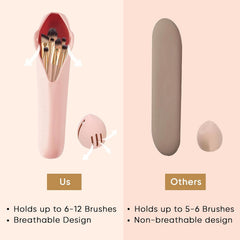 Travel Makeup Brush Holder, Beauty Blender Holder ,Silicone Make Up Brush Organizer Case With Makeup Sponge Holde,Soft & Sleek Cosmetic Pouch For Makeup Tools & Toiletry