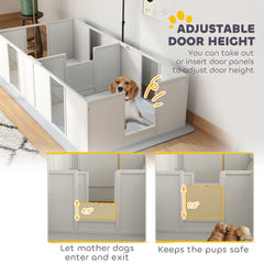 Whelping Box for Dogs w/ Retractable Light Stand, Waterproof Pee Pad & Adjustable Height Door for Medium Breed Dogs