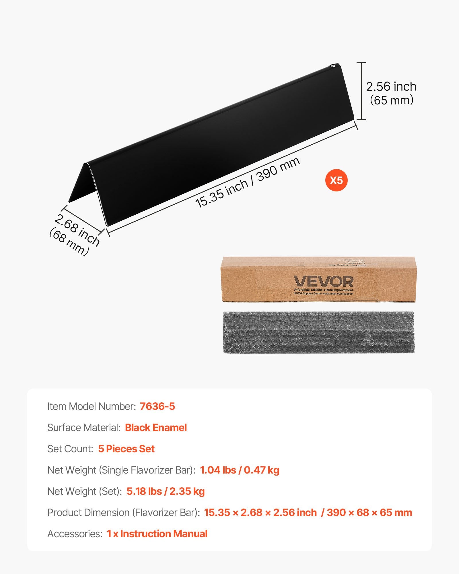 15 In Flavorizer Bars Steel Grill Replacement For Weber Spirit I & II 300 Series