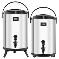 3.2 Gal Insulated Beverage Dispenser For Hot & Cold Drinks 2 Pack Silver