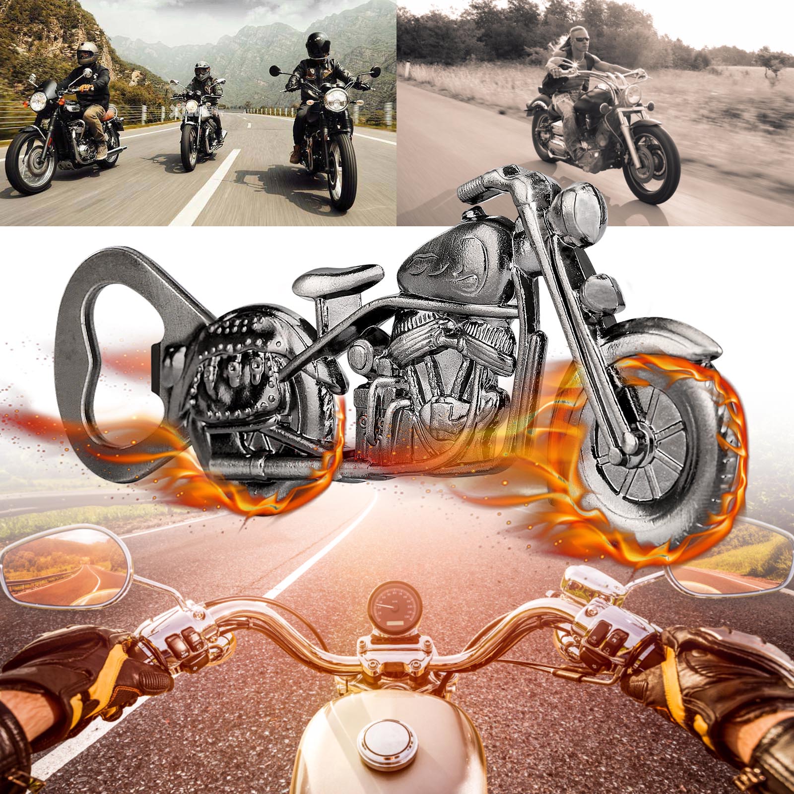 Old Style Motorcycle Beer Bottle Opener Black Gift Box With Greeting Card, Exclusive Gift For Motorcycle Enthusiasts, Bar Tool For Beer Enthusiasts, Ideal Choice For Home And Bar Use