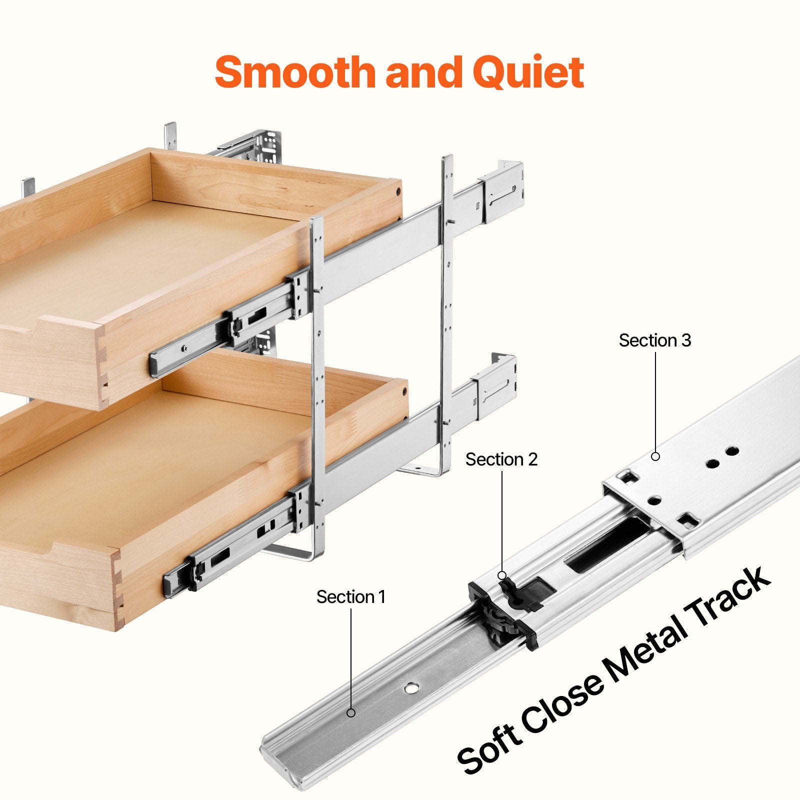 2 Tier Pull Out Cabinet Organizer Soft Close Slide Out Wood Drawer 14'W X 21'D