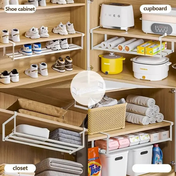 Adjustable And Expandable Shoe Rack, Stackable Iron Shoe Rack, Space Saving Hanging Rack, Suitable For Home Shoe Cabinet Storage, Bottom Basket, Wardrobe, Cabinet, Bathroom Sink C