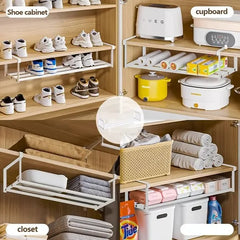 Adjustable And Expandable Shoe Rack, Stackable Iron Shoe Rack, Space Saving Hanging Rack, Suitable For Home Shoe Cabinet Storage, Bottom Basket, Wardrobe, Cabinet, Bathroom Sink C