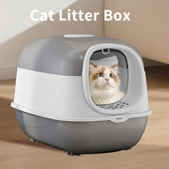 Antibacterial Odor-Lock Fully Enclosed Cat Litter Box, Anti-Splashing Easy Clean Pet Toilet For Kittens