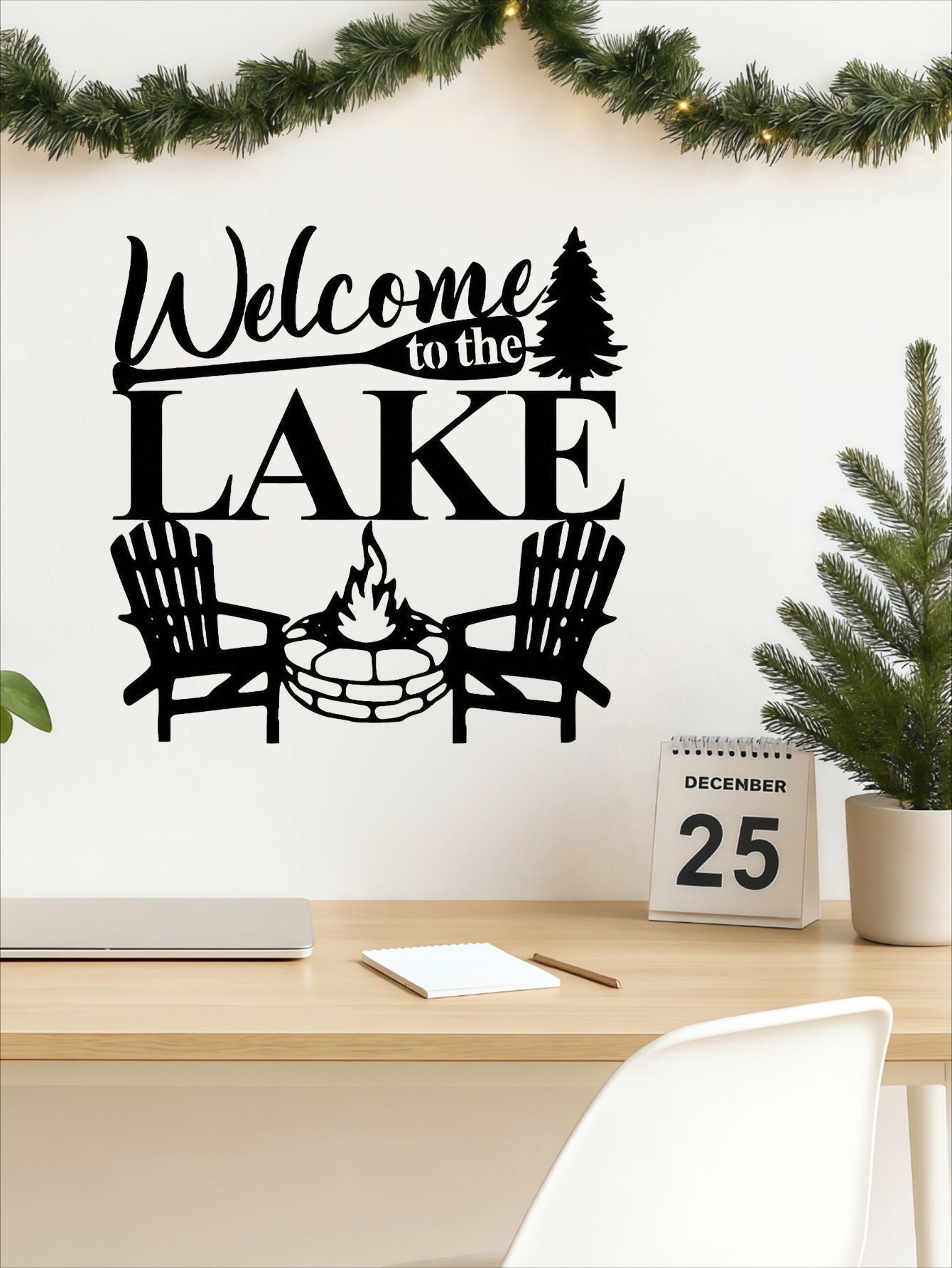 Welcome To The Lake Elegant Metal Wall Art